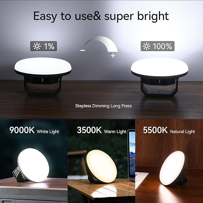 VAVOFO 42W 4000LM LED Camping Lantern Rechargeable, 10,000mAh Power Bank, 3 Lighting Modes, IP65