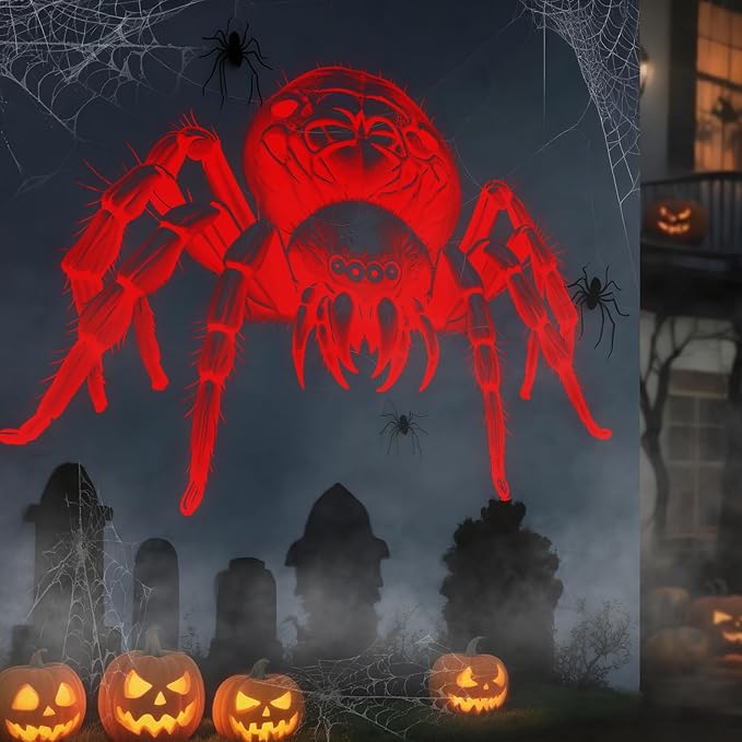 Giant Spiders Halloween Projector Outdoor Indoor,2025 Upgraded 3D Dynamic Halloween