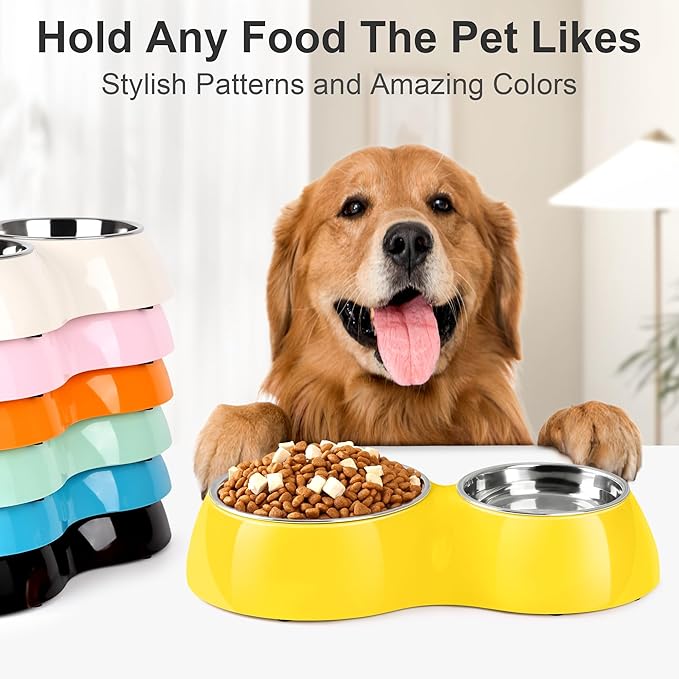 Elevated Dog Bowls Set - Non-Slip Raised Pet Feeder with Medium (2 Cups) & Large (4 Cups) Stainless
