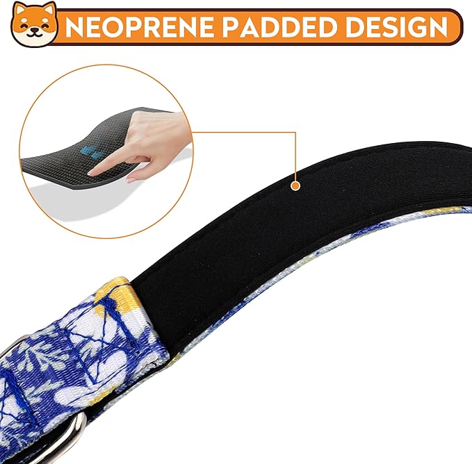 Reflective Dog Collar, Adjustable Soft Neoprene Padded Nylon Pet Collars with Buckle for Puppy and