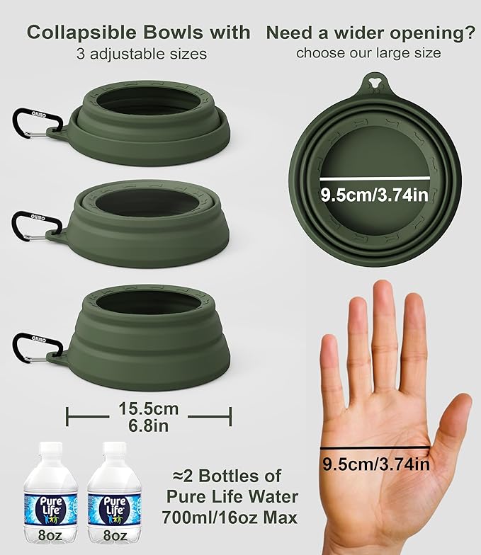 OHMO Spill Proof Collapsible Dog Water Bowl 24oz for Cars, No Splash Portable Bowls for Dog Travel