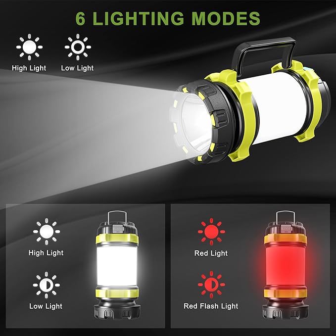 Alpswolf Camping Lantern Rechargeable, 4000mAh Camping Flashlight 6 Modes LED Lantern Portable