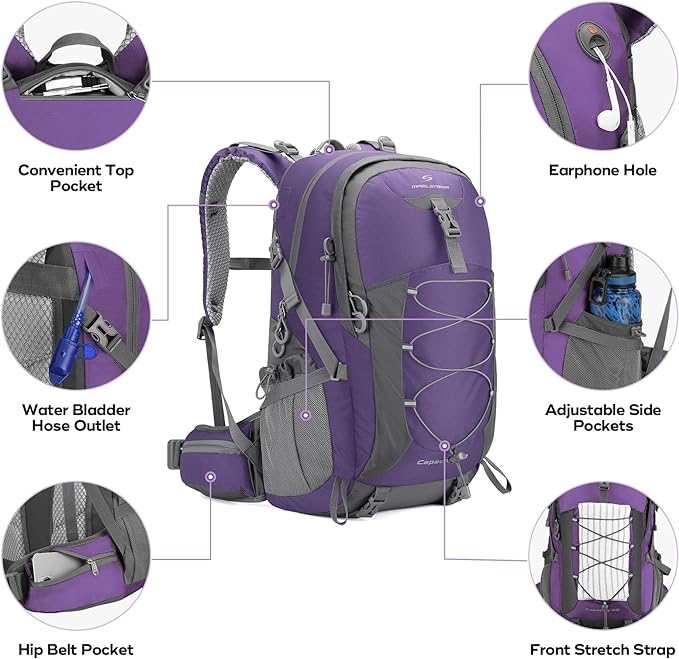 Maelstrom Hiking Backpack,Camping Backpack,40L Waterproof Hiking Daypack with Rain