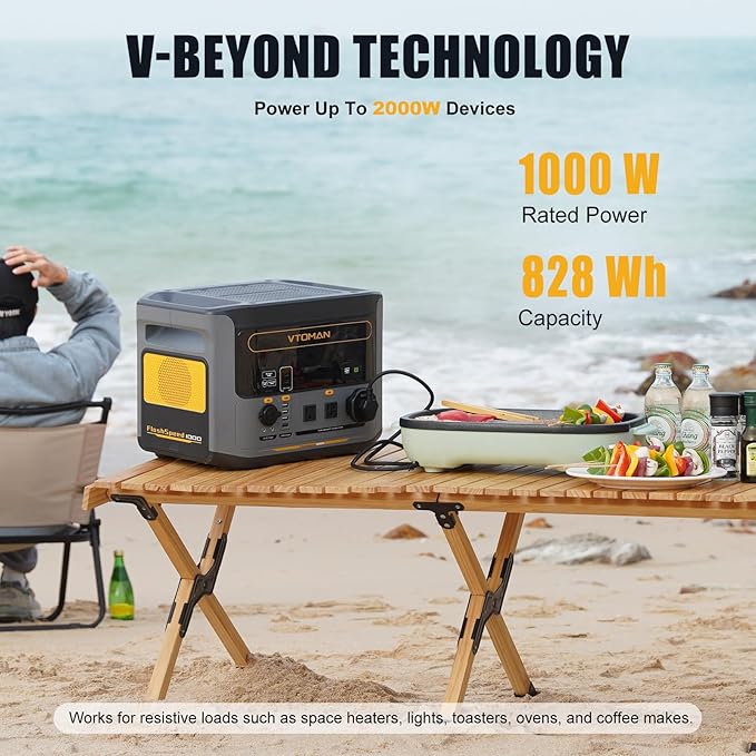 VTOMAN FlashSpeed 1000 Portable Power Station, 828Wh LiFePO4 Battery Solar Generator with