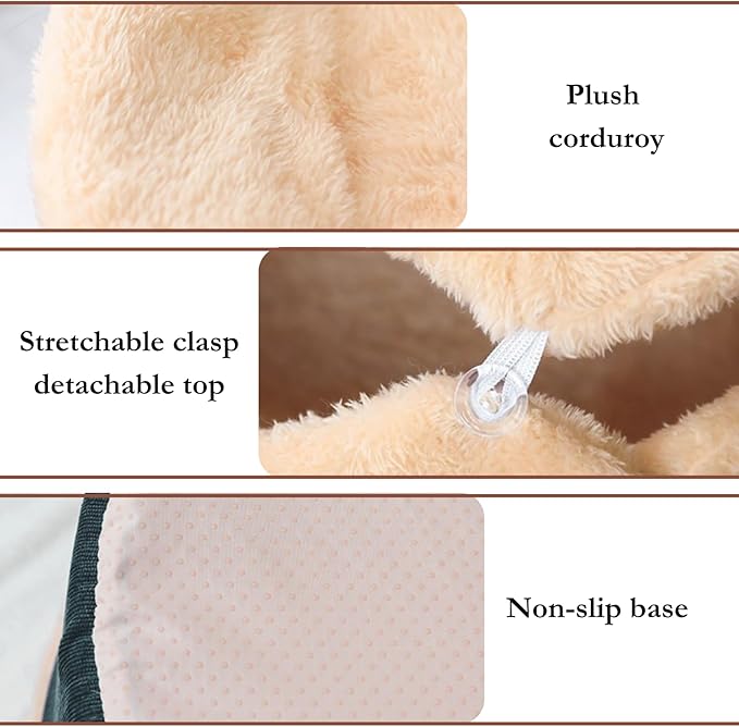 Cat Cave Bed ??Plush, Warm & Calming Hideaway with Detachable Lid & Mat, Covered House for Indoor