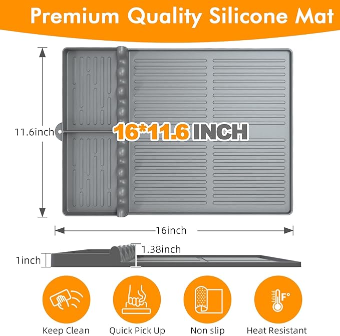 Griddle Mat Compatible with Blackstone, Silicone Grill Tools with Drip Pad, Spatula Mat for Outdoor
