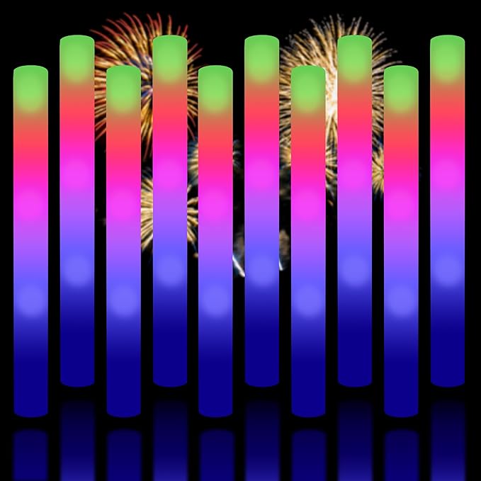 Super Z Outlet Upgraded Light up Foam Sticks, 3 Modes Colorful Flashing LED Strobe Stick for Party