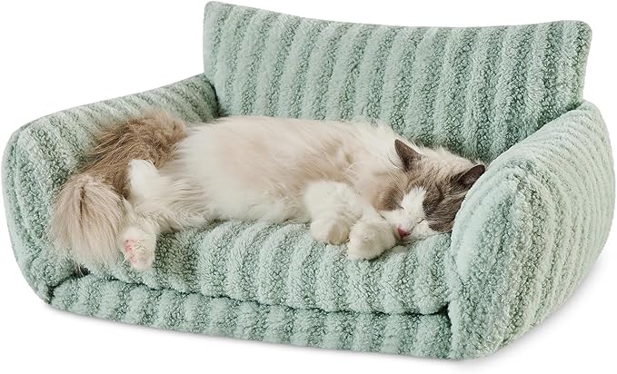Hollypet Cat Bed Fluffy Plush Mutifuctional Double-Layer Soft Pet Couch Orthopedic Sofa Nest Beds