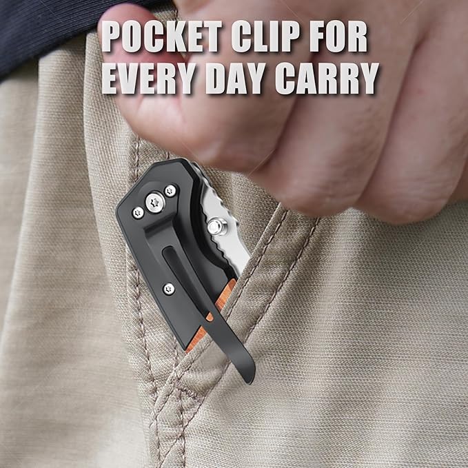 Harita Pocket Knife for Men, Folding Utility with Pocket Clip, Wood Handle EDC for Women with 3.4″