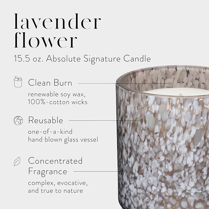 LAFCO New York Signature Candle, Lavender Flower - 15.5 oz - 90-Hour Burn Time - Reusable, Hand