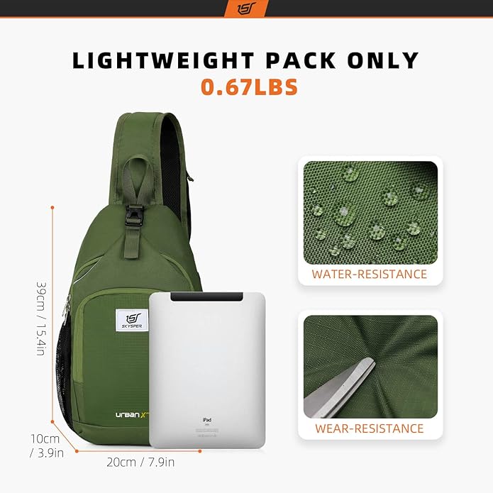 SKYSPER Sling Bag RFID Crossbody Sling Backpack Cross Body Shoulder Bag Travel Hiking Daypack for
