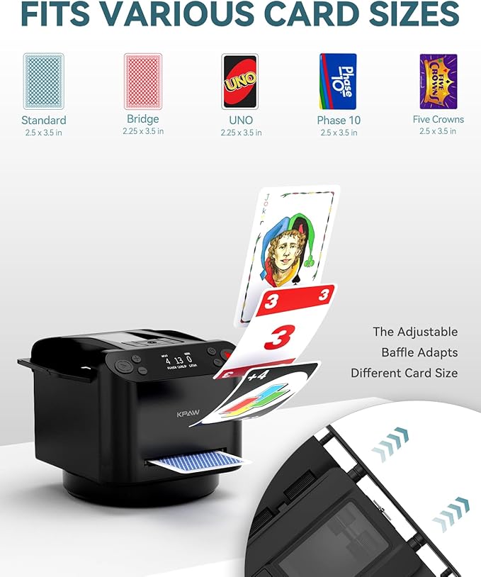 Automatic Card Shuffler and Dealer - 1-2 Decks Support 12 Players, 4 Drawing Remotes, Built-in