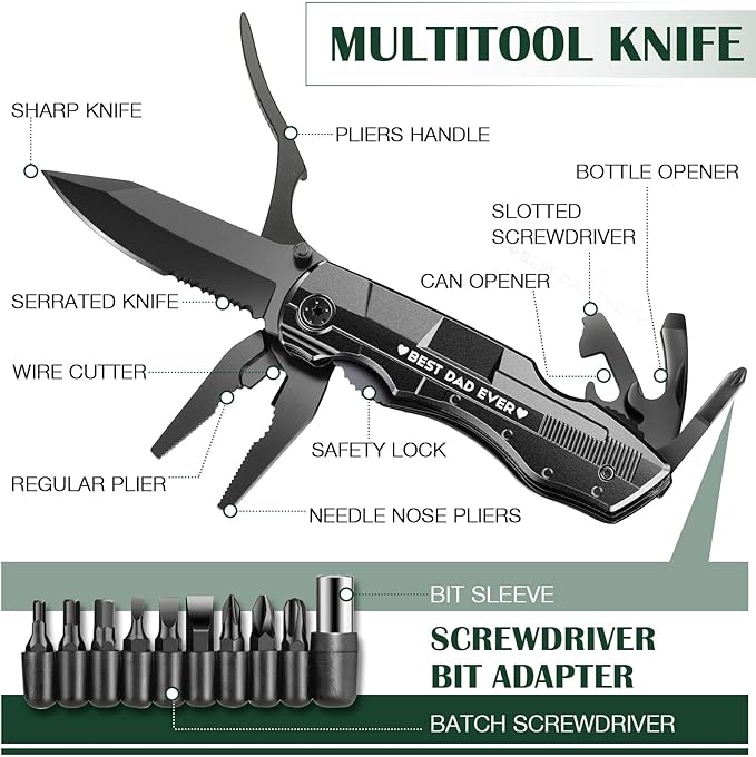 Gifts for Dad from Daughter Son,Multitool Pocket Knife "BEST DAD EVER",Christmas Birthday Fathers