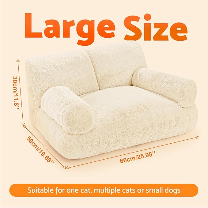 Gimars Upgrade Large Cat Bed for Indoor Cats -Added 10% More Stuff Sponge, Orthopedic Pet Couch
