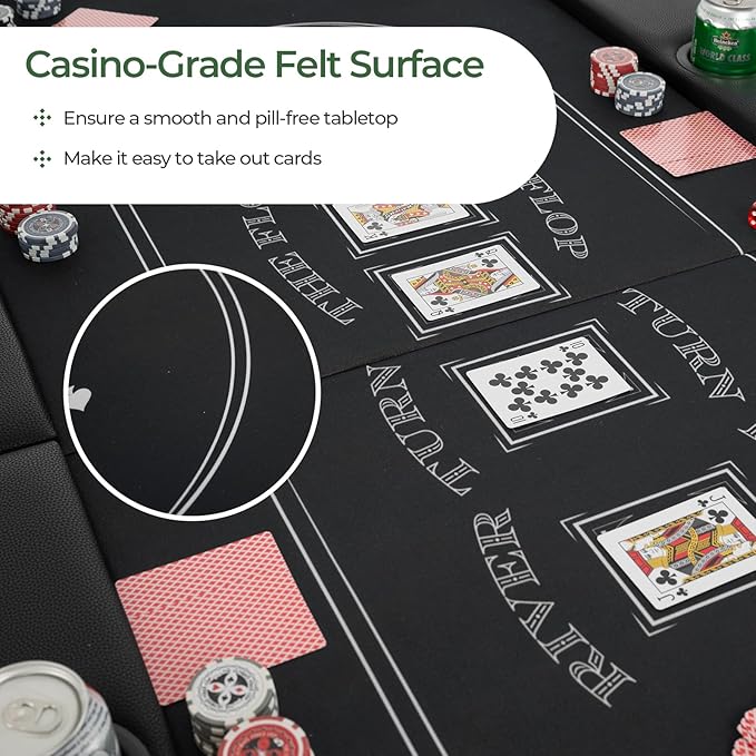 Goplus 72” Poker Table Foldable, 8 Players Card Board Game Table w/Deep Metal Cup Holders, Casino