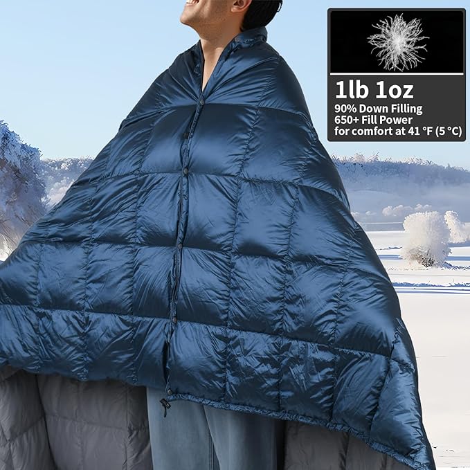 Down Camping Blanket, Muti-Use Outdoor Travel Blanket, Puffy Sleeping Bag Blanket, Waterproof