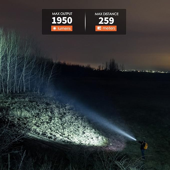 ThruNite TN12 V6 Tactical LED Flashlight, High 1950 Lumens Dual Switch, USB-C Rechargeable