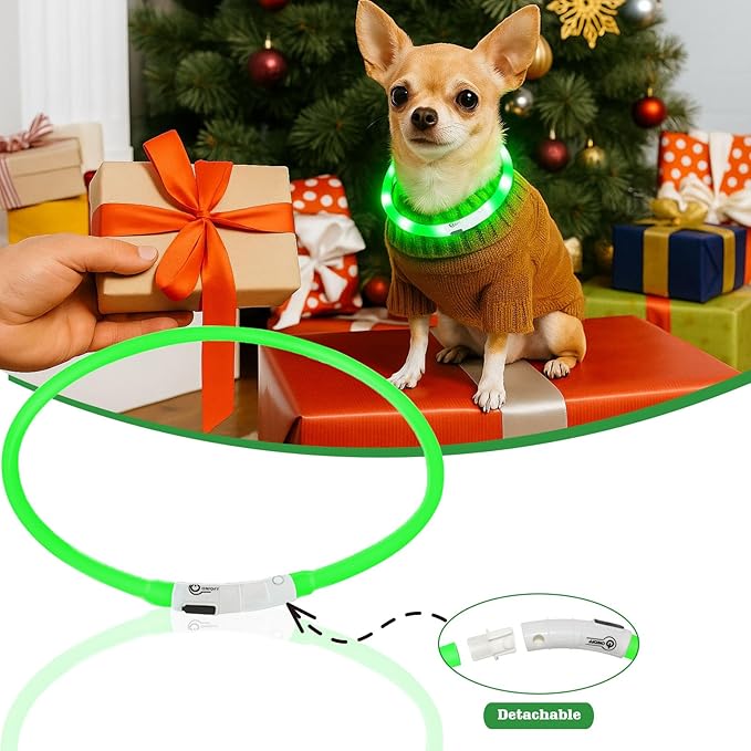 Light Up Dog Collar, Rechargeable Glowing Dog Collar, Light Dog Collar for Night Walking with 1640