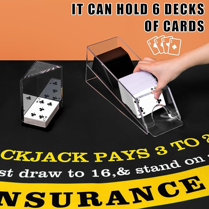 Aoriher Blackjack Game Combo Set, Include Blackjack Layout Felt,Shoe 6 Deck Automatic Card Shuffler