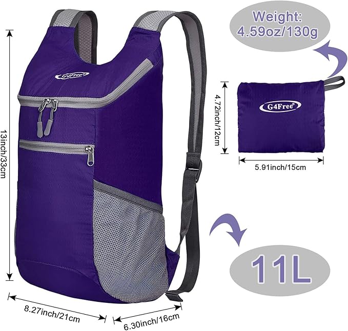 G4Free Lightweight Packable Hiking Backpack for Men Women Small Hiking Daypacks Foldable Shoulder