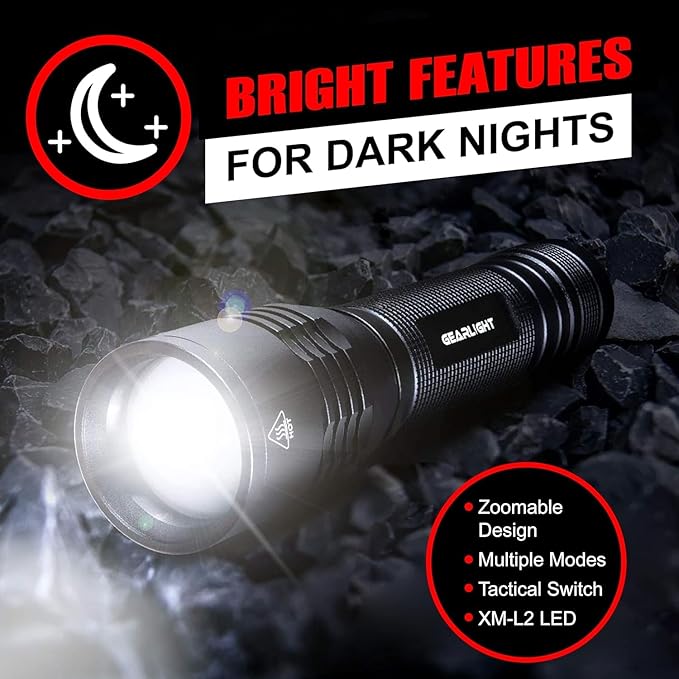 GearLight S2000 LED Flashlight High Lumens - Super Bright, Powerful, Mid-Size Tactical Flashlight