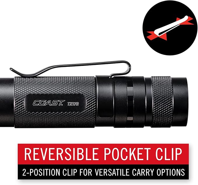 Coast TX17R 1250 Lumen Rechargeable Long Range Tactical LED Flashlight with Spot and Flood Beams