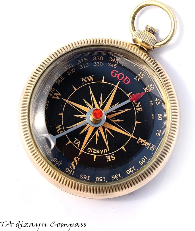Trust in The Lord With All Your Heart - Proverbs 3:5-6 Quote Engraved Compass With Wooden Box