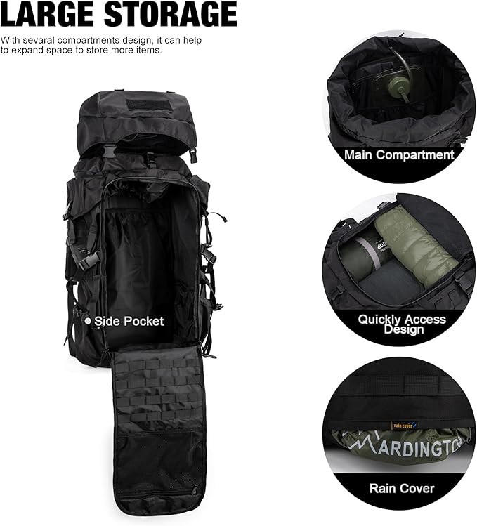 Mardingtop 70L Internal Frame Backpack for Hunting,Camping,Hiking Backpacking Backpack with Rain