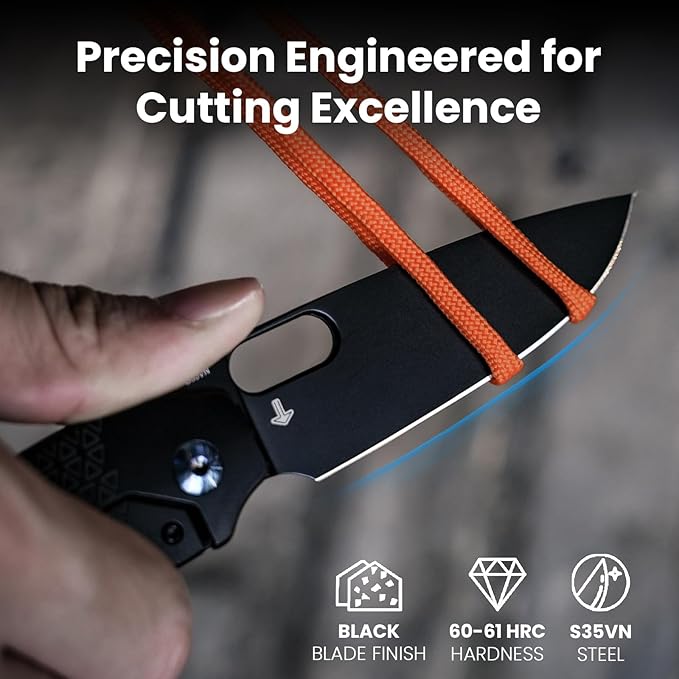 Kizer Varatas Pocket Knife, 3.27" S35VN Steel Blade, Black Titanium Handle, Folding Knife, Small