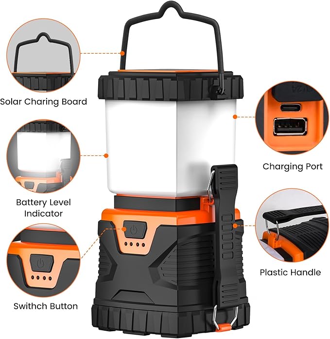 LED Camping Lantern Rechargeable,1000LM, Easy to Carry with 5 Ligth Modes, IP44 Waterproof Battery