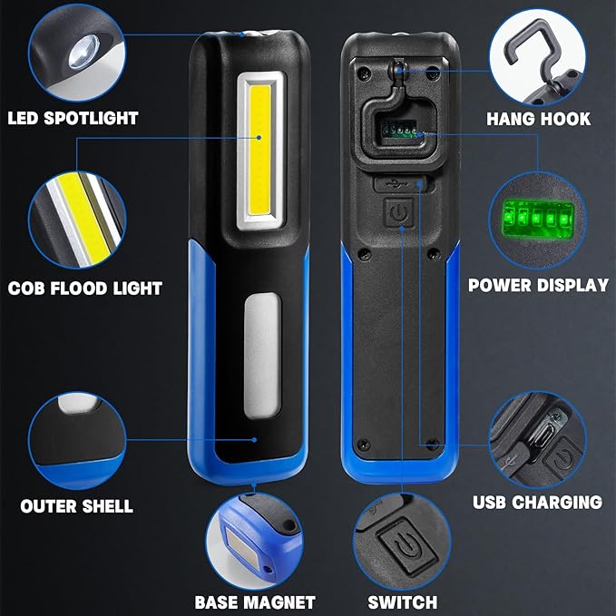 Work Light, 1000 Lumens Bright LED Work Lights, Rechargeable Work Light for Mechanics Portable&