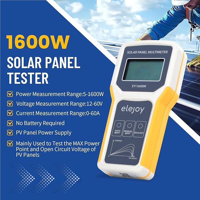 1600W Solar Panel Tester MPPT Photovoltaic Multimeter & Watt Meter Smart Portable Tool for Solar PV