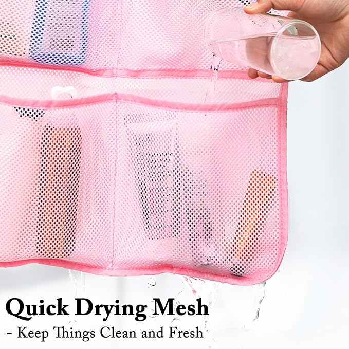 Mesh Shower Caddy Hanging, Quick-Drying Shower Organizer with 7 Pockets, Portable Bathroom