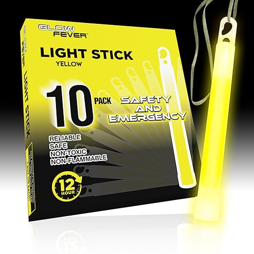 Glow Fever Emergency Safety Military Grade Glow Sticks, 10PCS, 6" Ultra Bright Light Sticks with 12