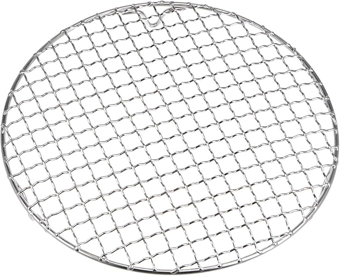 HARFINGTON Round Cooking Rack 9.5-inch 201 Stainless Steel Cross Wire Barbecue Grill Net with 20mm