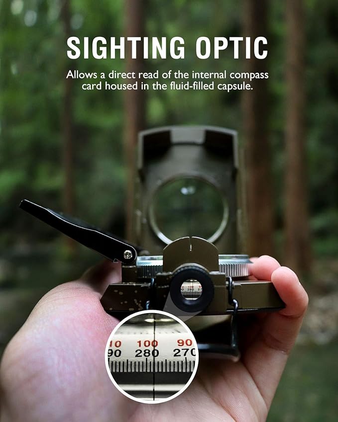 Eyeskey Multifunctional Military Sighting Navigation Compass with Inclinometer | Impact Resistant &