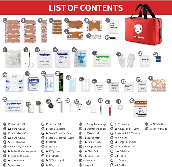Kitgo First Aid Kit with Hospital Grade Medical Supplies, 220pcs Emergency Medical Trauma Kit, Gift