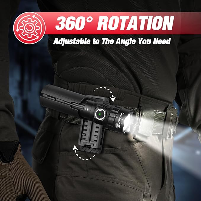 ULTRAFIRE Police Flashlight with Holster, 1200 High Lumen Law Enforcement Flashlight with Holster