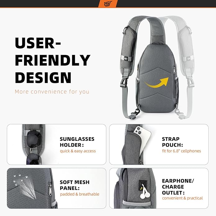 SKYSPER Sling Bag RFID Crossbody Sling Backpack Cross Body Shoulder Bag Travel Hiking Daypack for