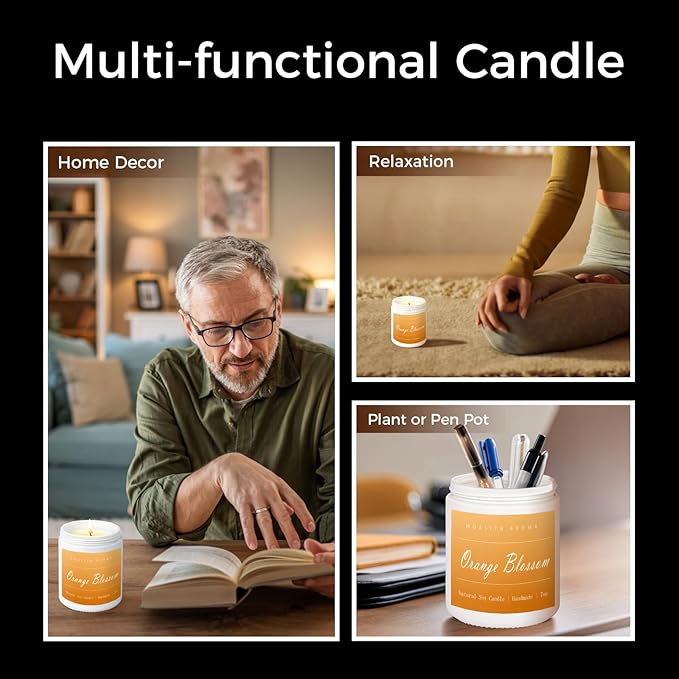 MOASITN Orange Blossom Highly Scented Candles for Home| Natural Soy Aromatherapy Candle| Handmade