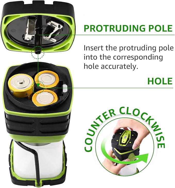 LE 1000LM Battery Powered LED Camping Lantern, Waterproof Tent Light with 4 Light Modes, Camping