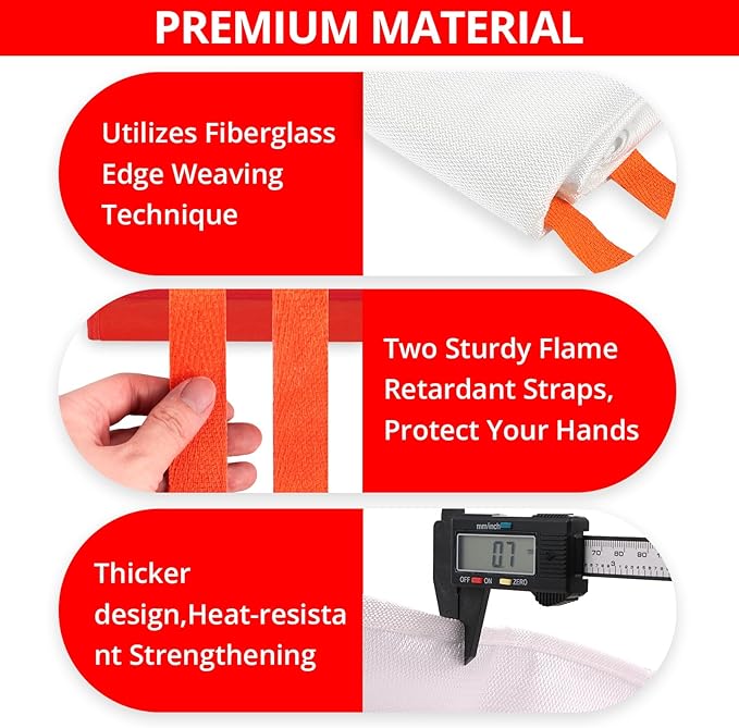 SecuCaptain Emergency Fire Blanket for Home and Kitchen - 12 Pack 40"x40" Flame Suppression
