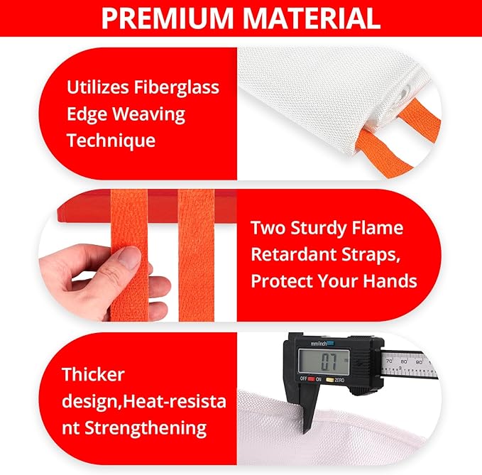 SecuCaptain Emergency Fire Blanket for Home and Kitchen - 6 Pack 40"x40" Flame Suppression
