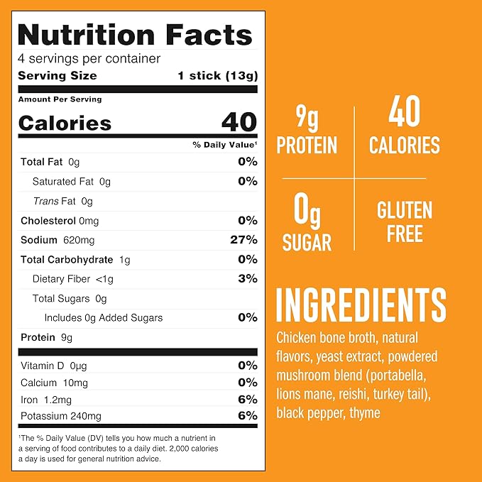 LonoLife Mushroom Chicken Bone Broth Powder Mix | 10g Protein | Collagen-Rich, Keto & Paleo