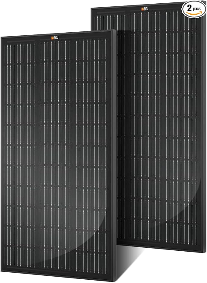 RICH SOLAR Premium 2 Pack of 100 Watt 12 Volt Monocrystalline Solar Panel All Black