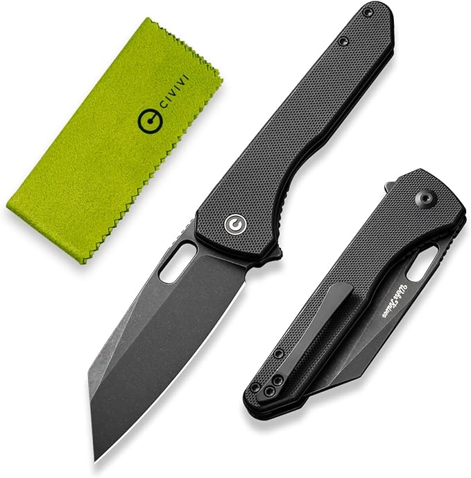 CIVIVI Nugz Folding Pocket Knife for EDC, 3.17" 14C28N Reverse Tanto Blade G10 Handle Flipper Knife