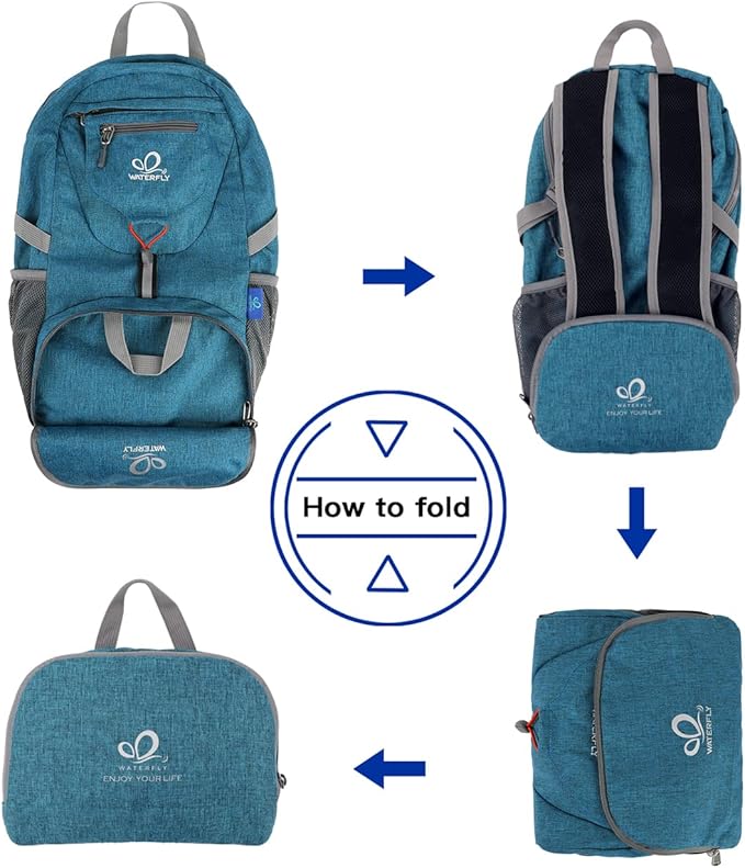 WATERFLY Small Lightweight Packable Backpack: 20l Ultra Light Foldable Travel Hiking Camping
