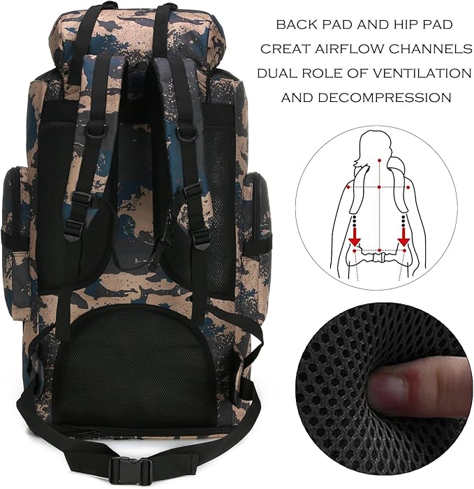 Hiking Backpack for Men 70L/100L Camping Backpack Military Rucksack Molle 3 Days Assault Pack for