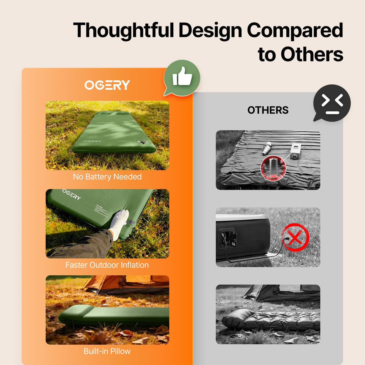 OGERY Sleeping Pad - Self-Inflating, Memory Foam - product view 4
