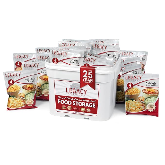 Legacy Food Storage 120 Serving Emergency Food Supply Bucket, 15 Entrees, 45,720 Total Calories